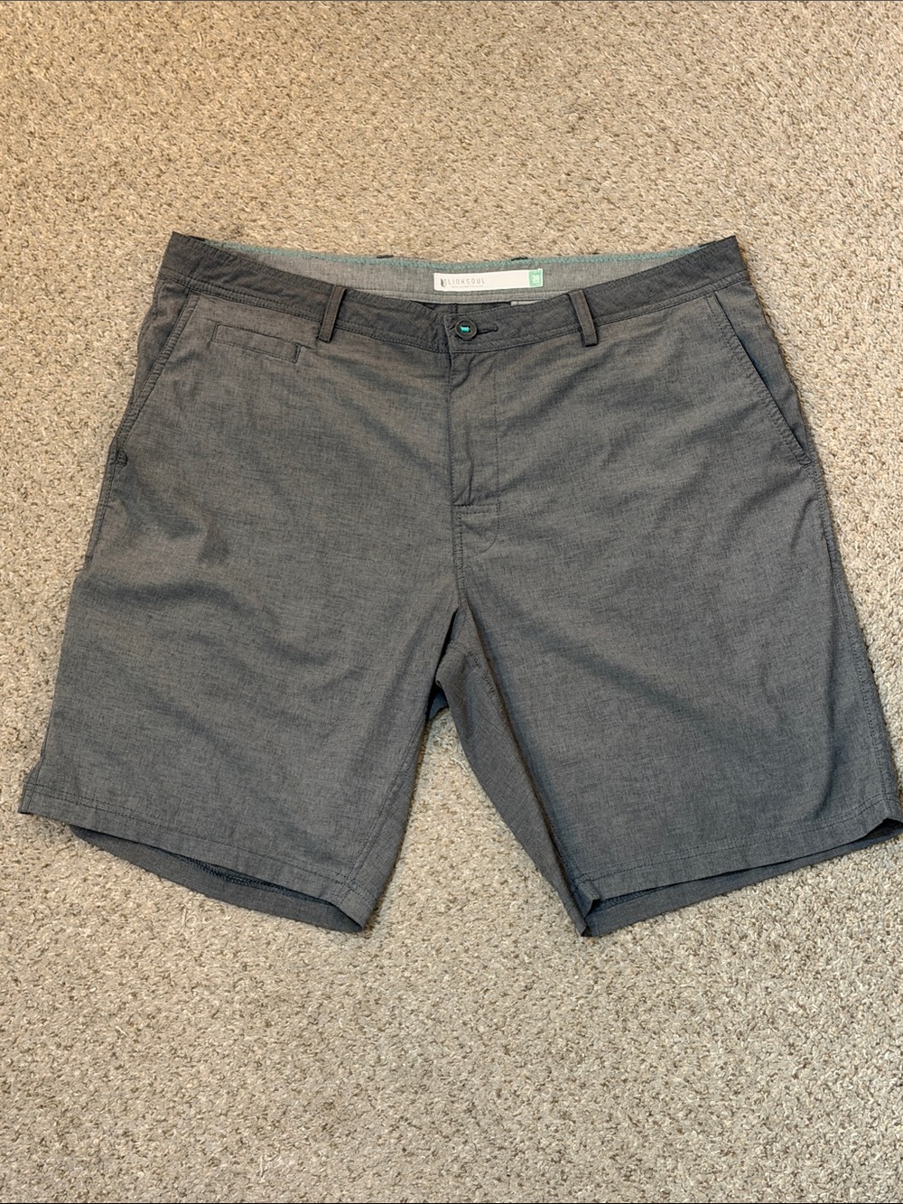 Linksoul Gray Flat Front Golf Shorts Men’s 38 Performance Stretch 10” Inseam